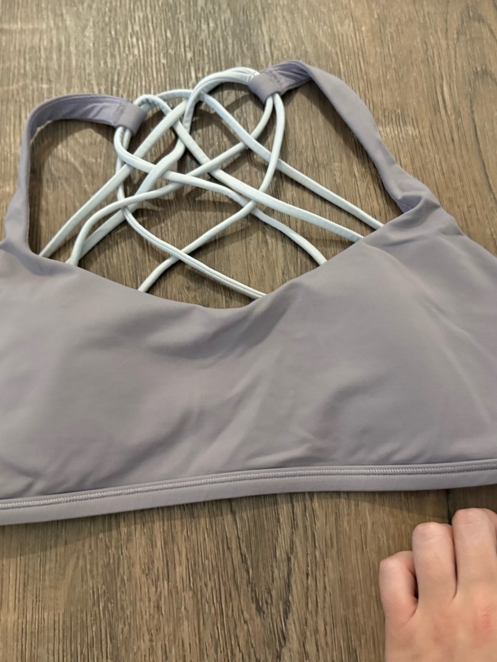 lululemon athletica Strappy Sports Bra in Dusty Lavender with White Straps - Picture 2 of 3